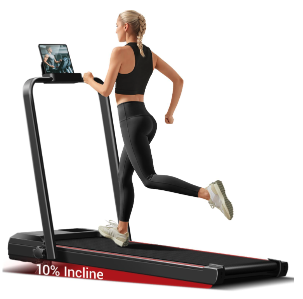 UMAY Walking Pad Treadmill with 9% Incline, Folding Treadmill with Diamond Pattern Running Belt